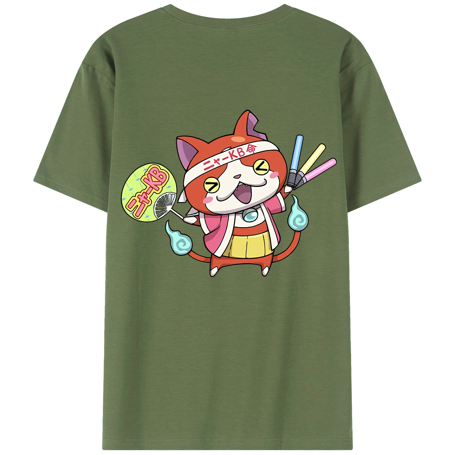 （画像用） 妖怪ウォッチ Yo-kai Watch 綿100％ メンズ半袖Tシャツ（バックプリント） 通気性